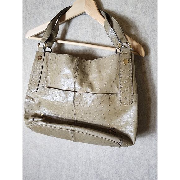 ANTONIO MELANIE Tan Light Brown Ostrich Satchel Hand Bag - Picture 2 of 8
